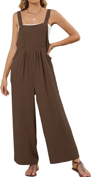 Flygo Womens Overalls Loose Fit Wide Leg Jumpsuits 2025 Summer Casual Rompers Jumper with Pockets