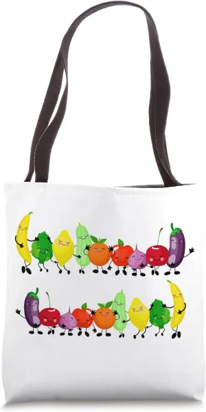 Funny Fruits Collage Fruit Vegetables Graphic Art Tote Bag