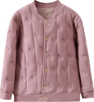 Girls Boys Winter Coat Fleece Lined Quilted Jacket Padded Coat Kids Button Down Cotton Thicken Warm Insulated Jacket