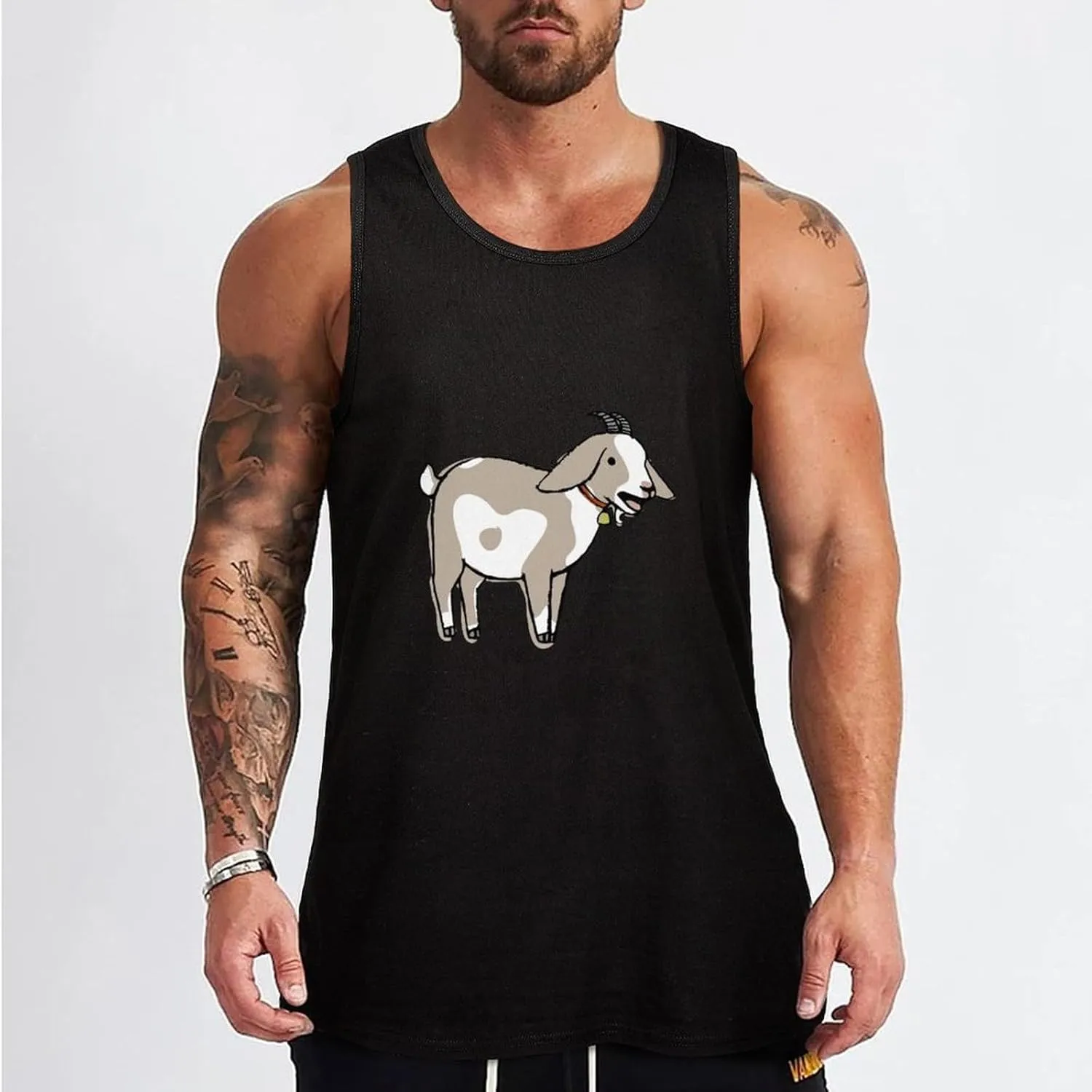 Goat Men's Sleeveless Muscle Shirts Workout Tank Top Graphics Tee T Shirt