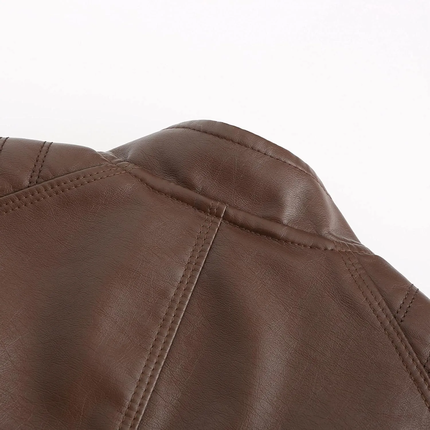 Hasta Faux Leather Jacket Crop Plus Size Women Slim Fit Motorcycle Bike Coat Stand Collar Zip Pocket Short Pleather Jacket