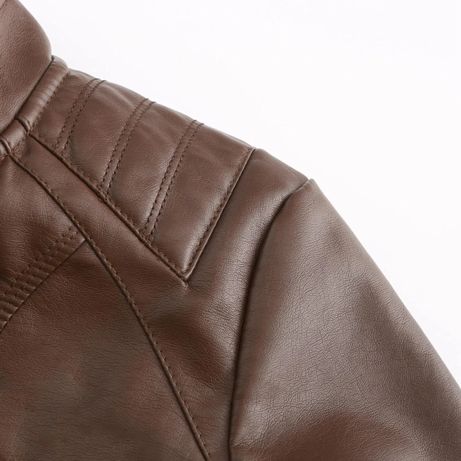 Hasta Faux Leather Jacket Crop Plus Size Women Slim Fit Motorcycle Bike Coat Stand Collar Zip Pocket Short Pleather Jacket