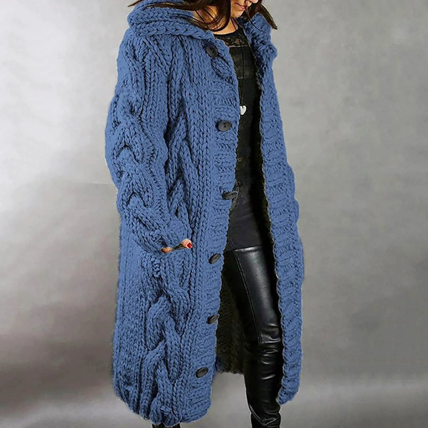 Heavyweight Hoodless Sweaters for Womon Oversized Coat Long Open Front Chunky Knit Sweater Cardigans Jackets