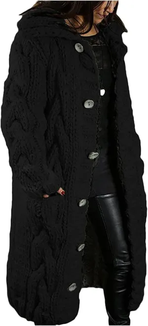Heavyweight Hoodless Sweaters for Womon Oversized Coat Long Open Front Chunky Knit Sweater Cardigans Jackets