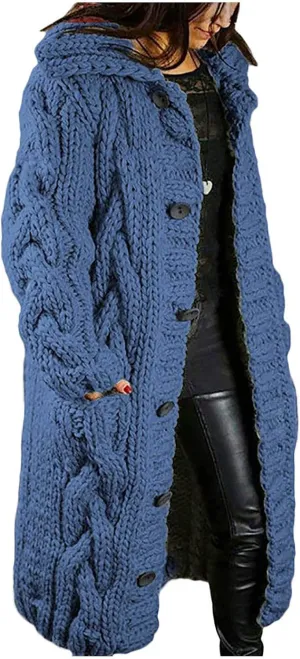 Heavyweight Hoodless Sweaters for Womon Oversized Coat Long Open Front Chunky Knit Sweater Cardigans Jackets