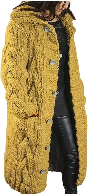 Heavyweight Hoodless Sweaters for Womon Oversized Coat Long Open Front Chunky Knit Sweater Cardigans Jackets