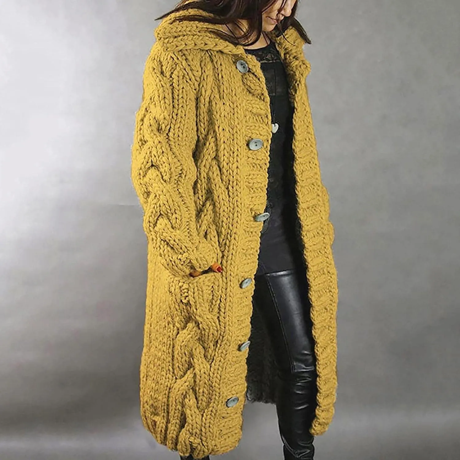 Heavyweight Hoodless Sweaters for Womon Oversized Coat Long Open Front Chunky Knit Sweater Cardigans Jackets