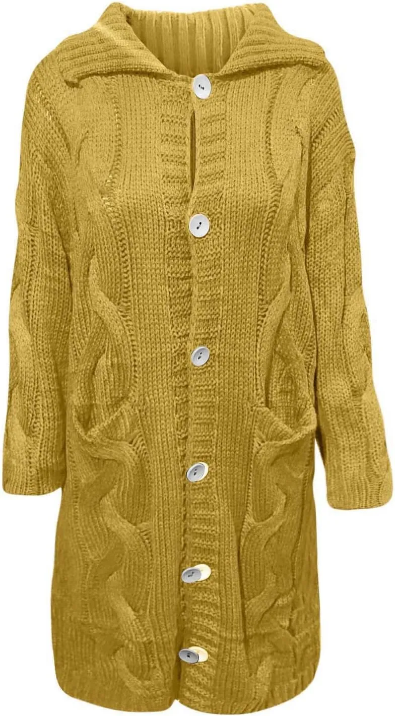 Heavyweight Hoodless Sweaters for Womon Oversized Coat Long Open Front Chunky Knit Sweater Cardigans Jackets