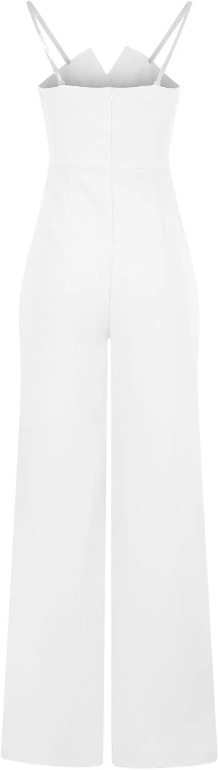 HGps8w Women's Elegant Rompers Sexy V Neck Strapless High Waist Wide Leg Long Pants Jumpsuits Summer Party Club Outfits