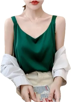 Hgvcfcv Silk Tanks Top Women Summer Clothes For Women Silk Bottoming Shirt Tank Top V-Neck Camisole Womens Tank Tops
