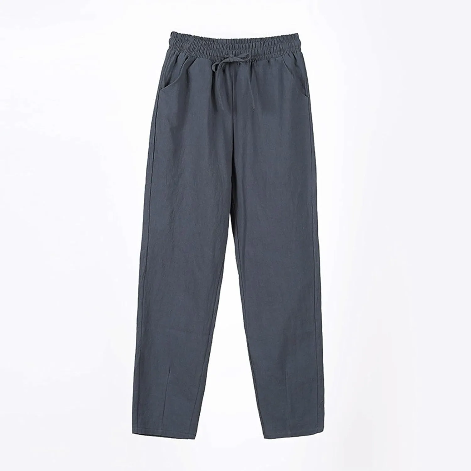High Waisted Linen Pants Women Straight Leg Summer Trousers, Cotton Pants for Women Lounge Cotton Workout