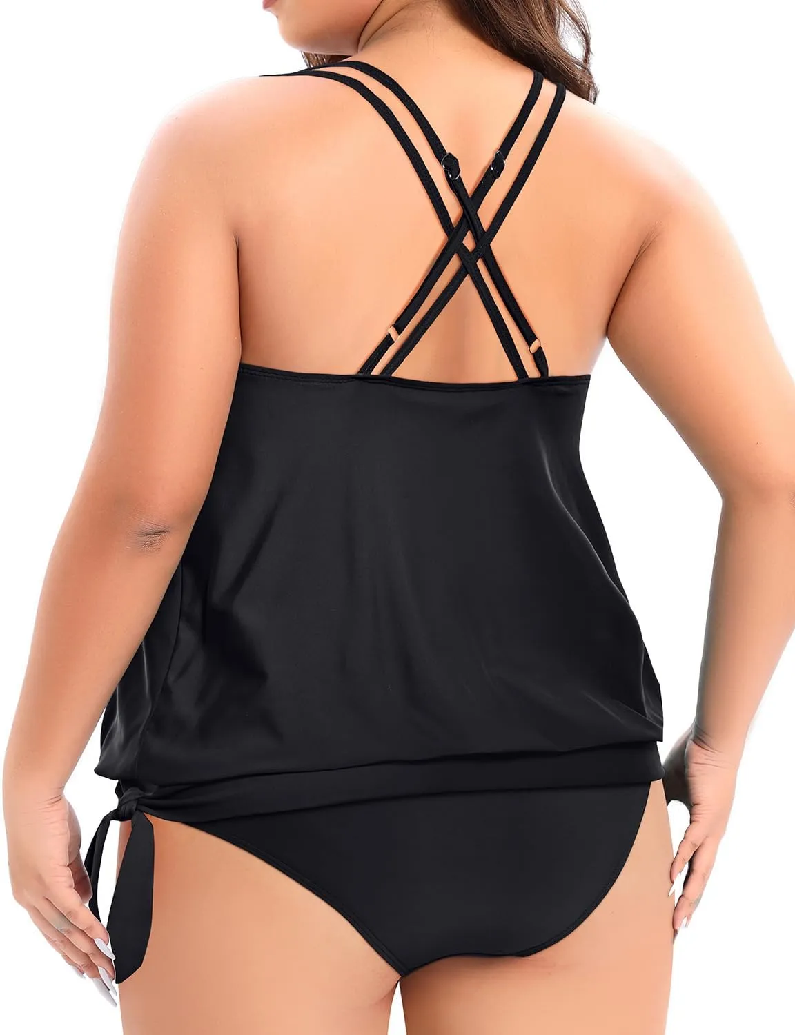 Holipick Plus Size Tankini Tops for Women Blouson Tummy Control Swim top Loose Fit Bathing Suit Top No Bottom