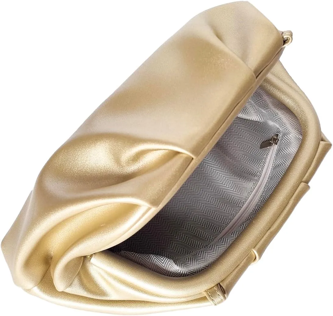 Huralona Dressy Pleated Vegan Leather Clutch Purse Bag for Women Super Chic Soft PU Evening Purse Handbag