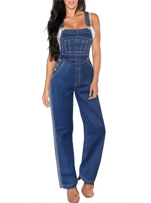 Hybrid & Company Womens Super Comfy Stretch Denim jumpsuit Pants Overalls
