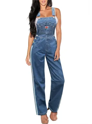 Hybrid & Company Womens Super Comfy Stretch Denim jumpsuit Pants Overalls