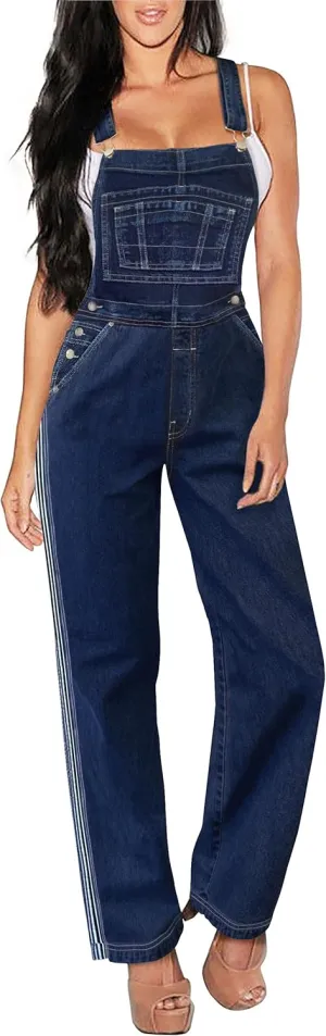 Hybrid & Company Womens Super Comfy Stretch Denim jumpsuit Pants Overalls