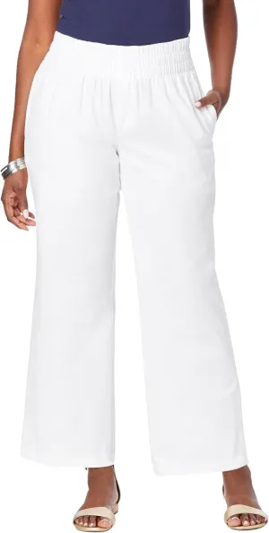 Jessica London Women's Plus Size Chambray Wide Leg Pant
