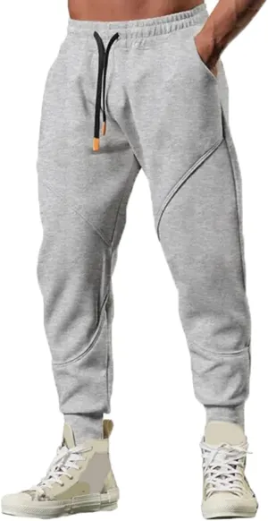 Jogger Pants for Men 2023 Casual Skinny-Fit Drawstring Elastic Waist Sweatpants Fashion Solid Beam Feed Trousers