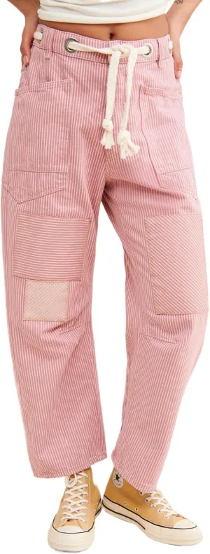 Kedera Women Casual Barrel Pants Loose Wide Leg Drawstring Baggy Pants Mid Waist Boyfriend Y2K Trousers Streetwear