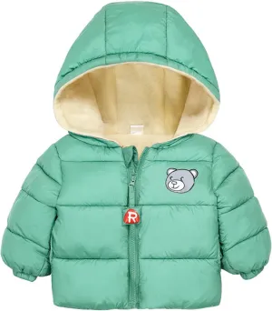 Kids Toddler Baby Girls Boys Winter Warm Thick Cotton Long Sleeve Bear Hooded Padded Clothes Coats Jackets for
