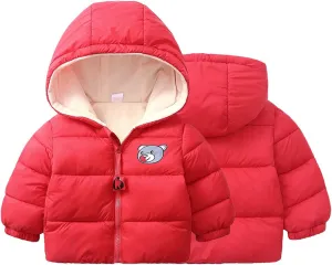 Kids Toddler Baby Girls Boys Winter Warm Thick Cotton Long Sleeve Bear Hooded Padded Clothes Coats Jackets for
