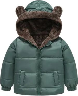 Kids Winter Coat Boys and Girls Middle Children Solid Color Ears Cute Pocket Short Cotton Padded Boys Coats Size 8