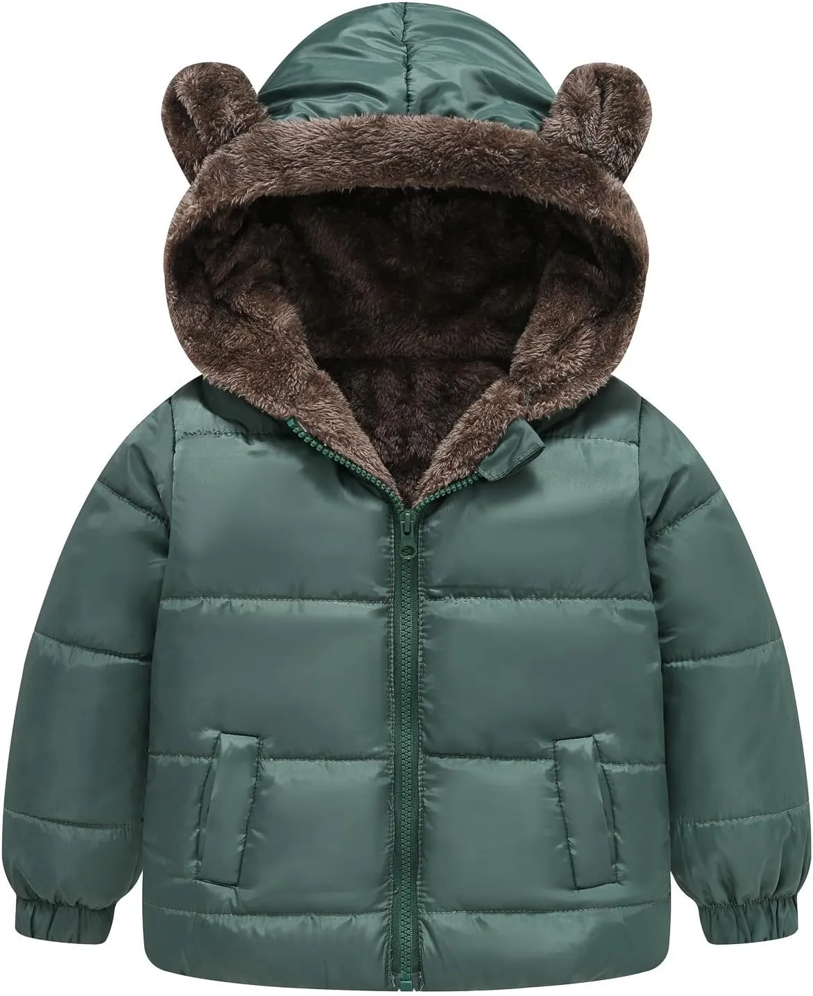 Kids Winter Coat Boys and Girls Middle Children Solid Color Ears Cute Pocket Short Cotton Padded Boys Coats Size 8