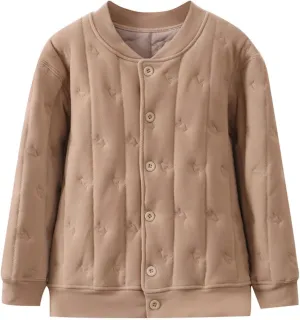 Kids Winter Coat Fleece Lined Quilted Jacket Padded Coat Boys Girls Button Down Cotton Thicken Warm Insulated Jacket