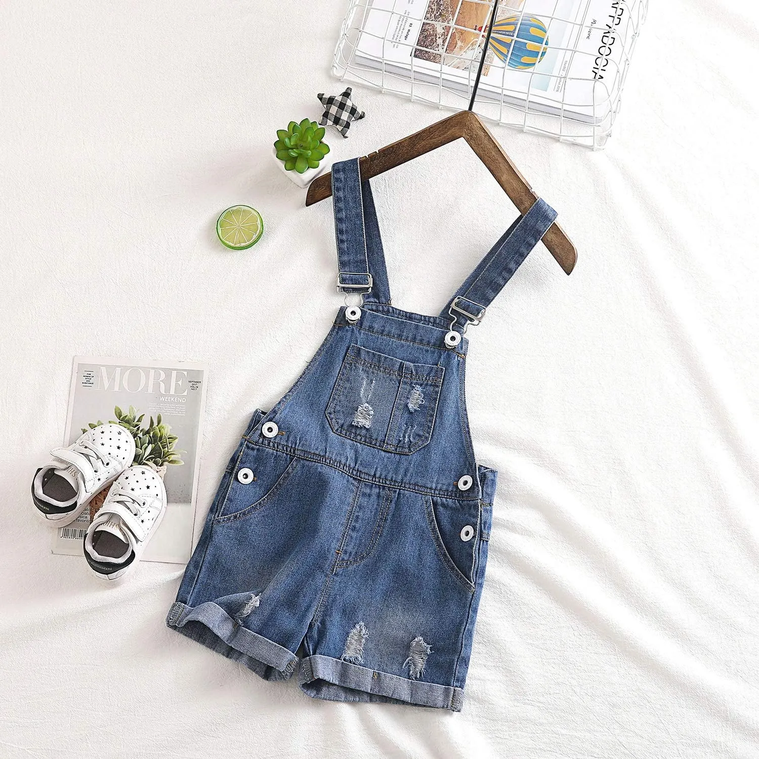 KIDSCOOL SPACE Baby Girl Boy Jean Overalls,Toddler Summer Denim Shortall