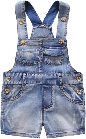 KIDSCOOL SPACE Baby Girl Boy Jean Overalls,Toddler Summer Denim Shortall