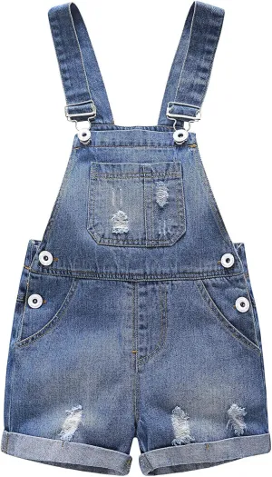 KIDSCOOL SPACE Baby Girl Boy Jean Overalls,Toddler Summer Denim Shortall