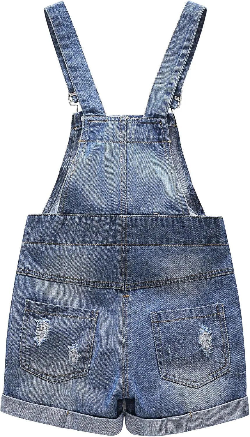 KIDSCOOL SPACE Baby Girl Boy Jean Overalls,Toddler Summer Denim Shortall