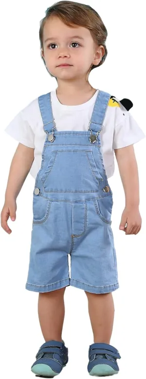 KIDSCOOL SPACE Baby Girl Boy Jean Overalls,Toddler Summer Denim Shortall