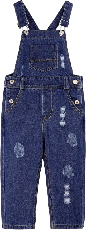 KIDSCOOL SPACE Girls Denim Overalls, Cotton Jean Workwear Pants