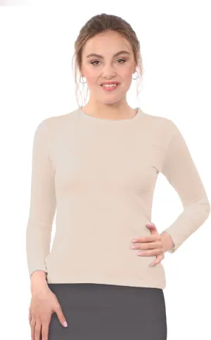 Kosher Casual Women's Modest Long Sleeve High Crew Neck Layering Top