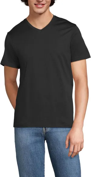 Lands' End Men's Short Sleeve American-Grown Supima Cotton V-Neck Tee