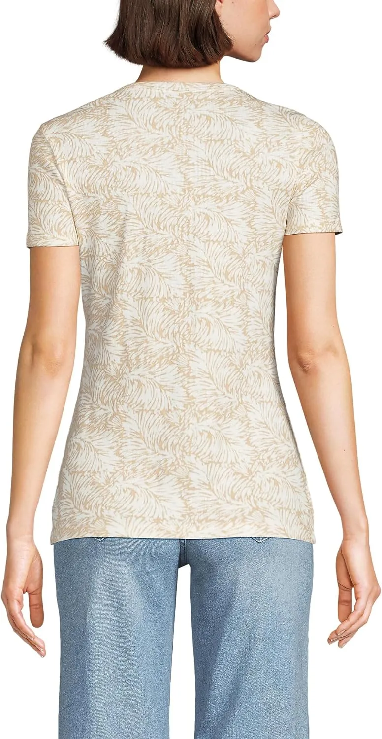 Lands' End Women's Cotton Rib Knit T-Shirt