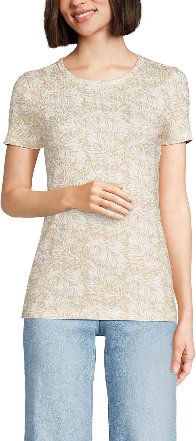Lands' End Women's Cotton Rib Knit T-Shirt