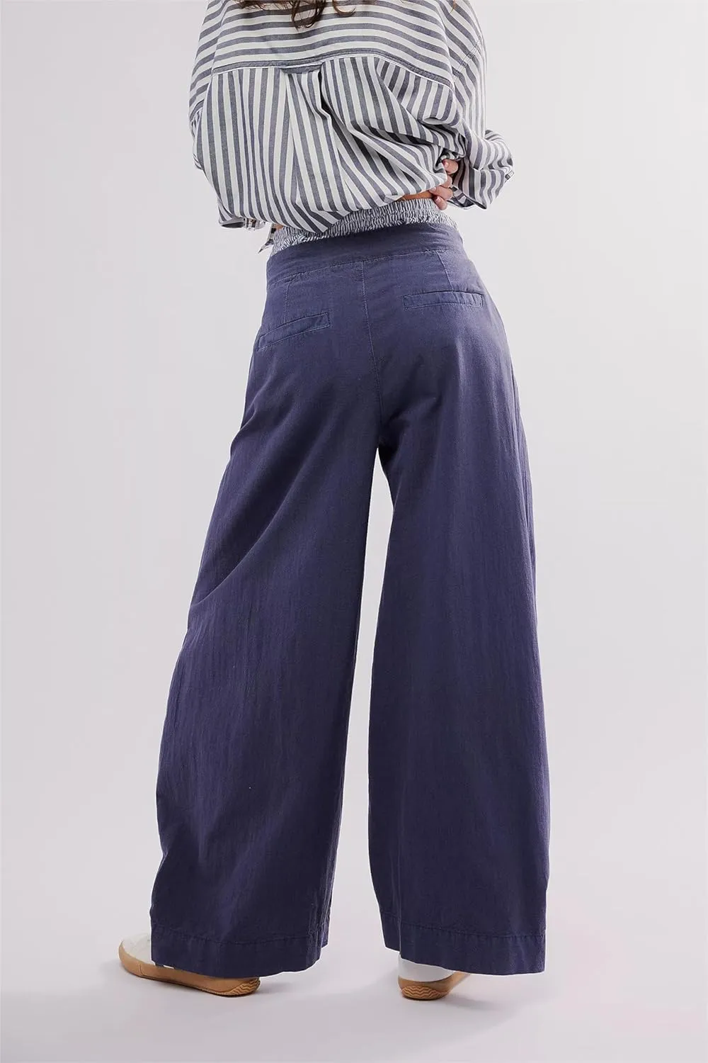 LifeShe Women's Wide Leg Baggy Pants High Rise Barrel Pant Loose Boyfriend Trousers with Pockets
