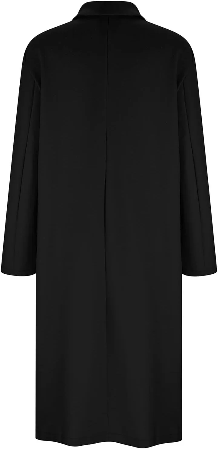 Long Trench Coat for Women Soft Wool Lapel Double Breasted Pea Coat Casual Business Solid Outwear Winter Fall Essentials
