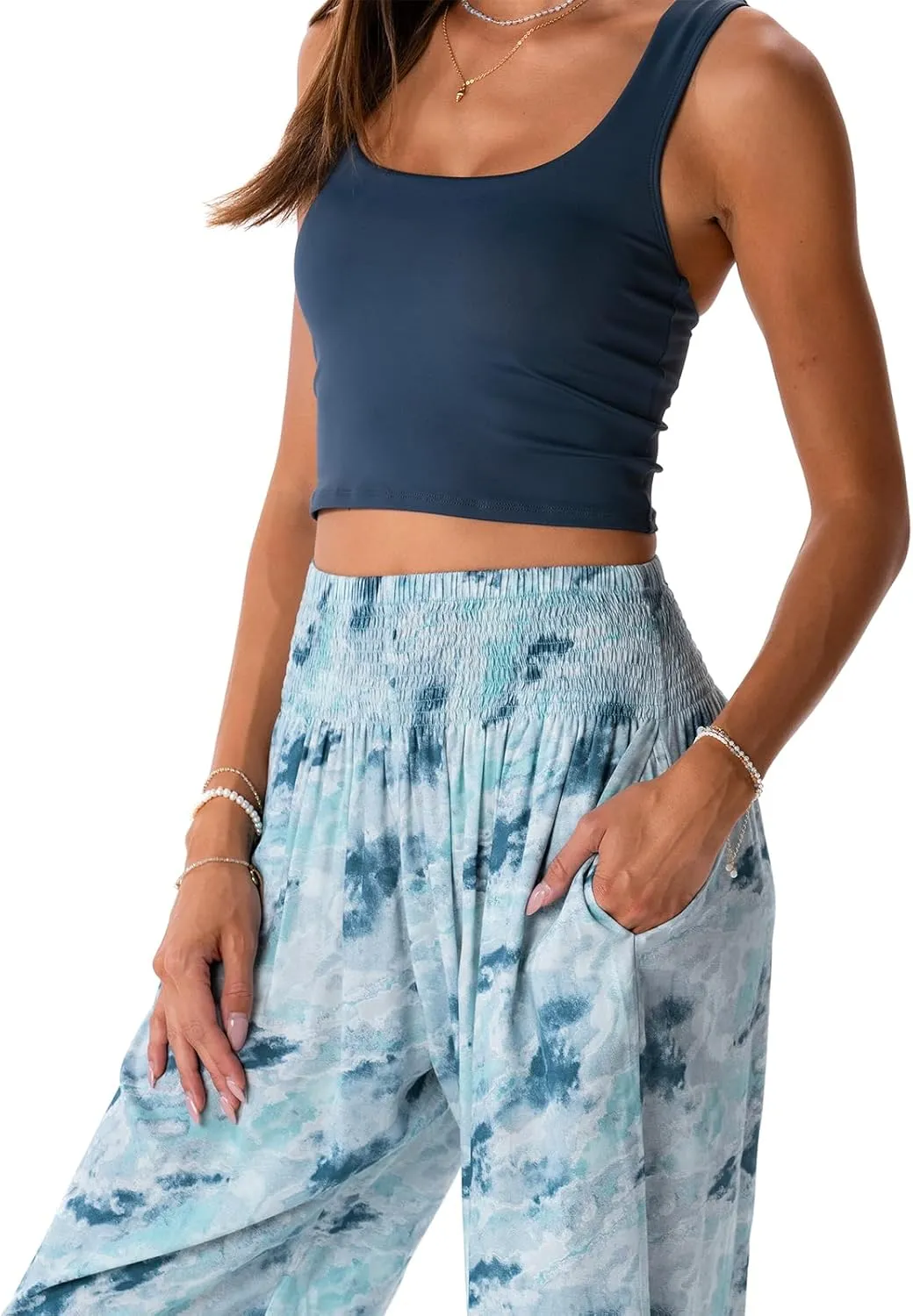 Lotus and Luna Women's Harem Pants Thai Pants for Beach & Lounge High Waisted Flowy Boho Pants Genie Pants Yoga Pants
