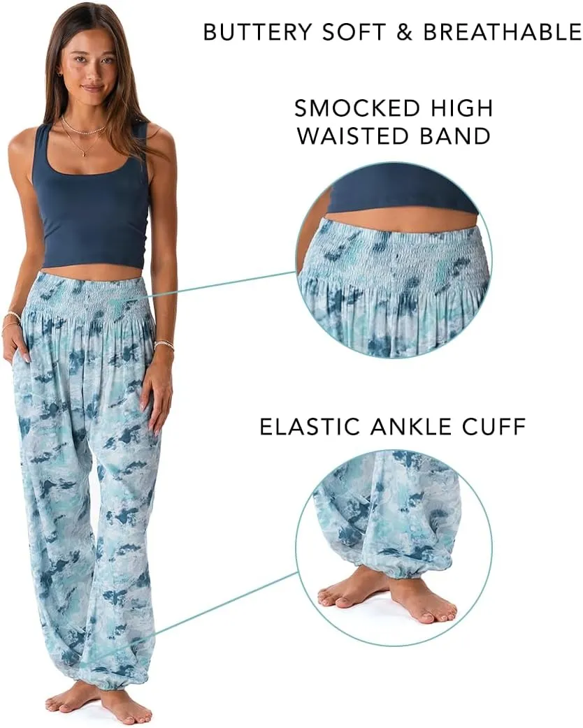 Lotus and Luna Women's Harem Pants Thai Pants for Beach & Lounge High Waisted Flowy Boho Pants Genie Pants Yoga Pants