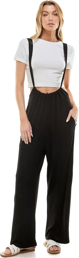 Loving People Women's Loose Fit Suspender Pants Overalls Jumpsuits with Pockets