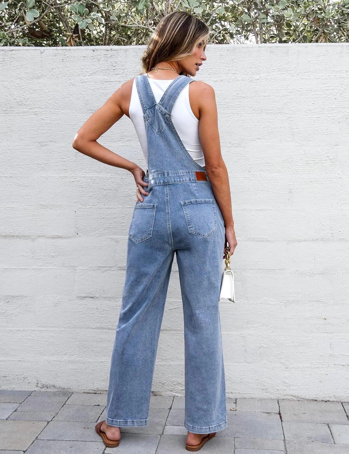 luvamia Jean Overalls for Women Straight Leg Baggy Stretchy Denim Bib Adjustable Strap Casual Overall Jumpsuit Loose Fit