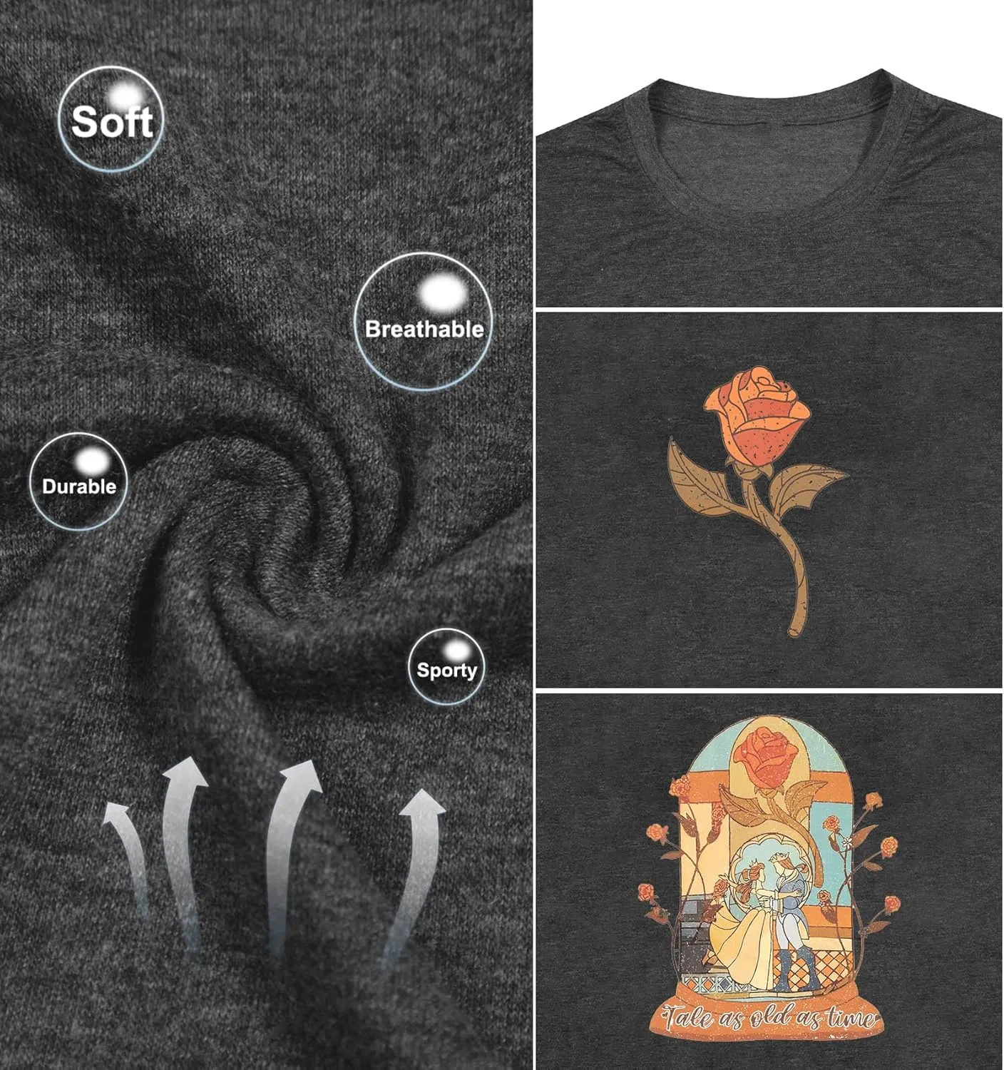 Magical Kingdom Shirt Women Tale As Old As Time T-Shirt Beauty Shirts Belle Princess Tee Vacation Short Sleeve Tops
