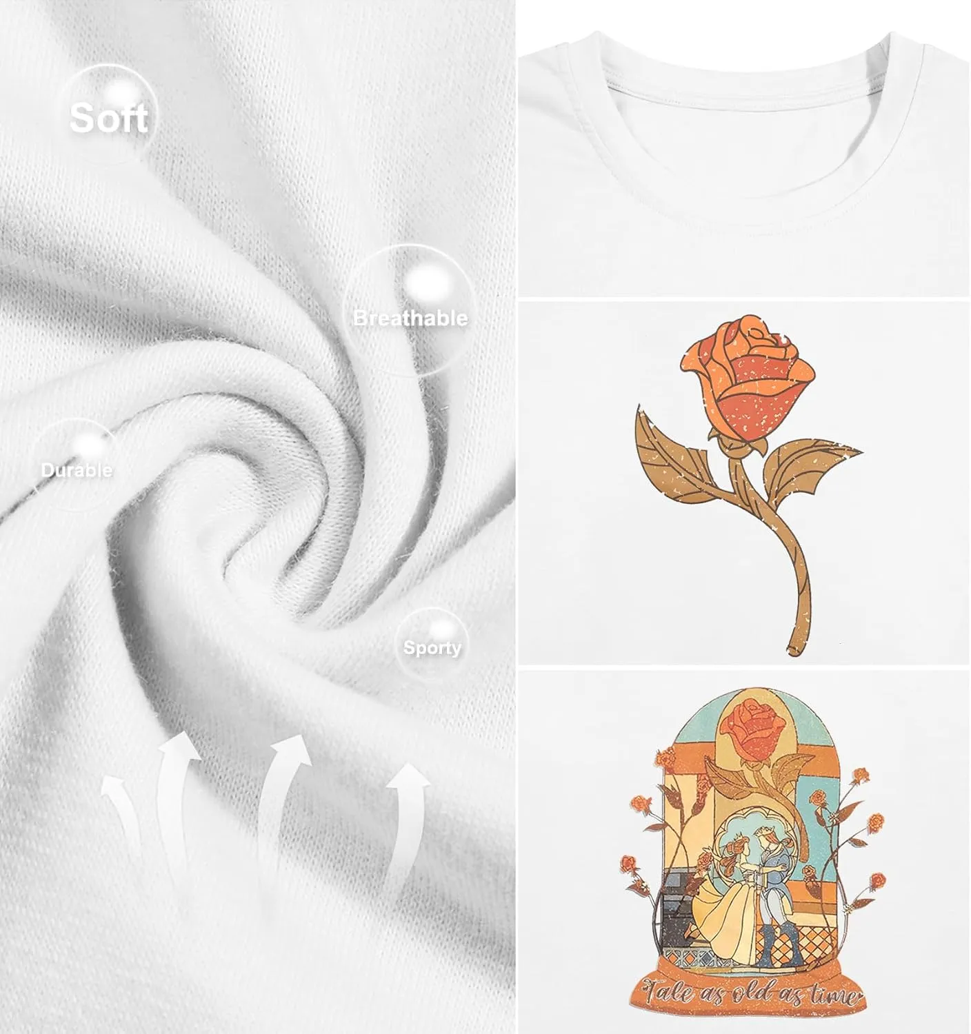 Magical Kingdom Shirt Women Tale As Old As Time T-Shirt Beauty Shirts Belle Princess Tee Vacation Short Sleeve Tops