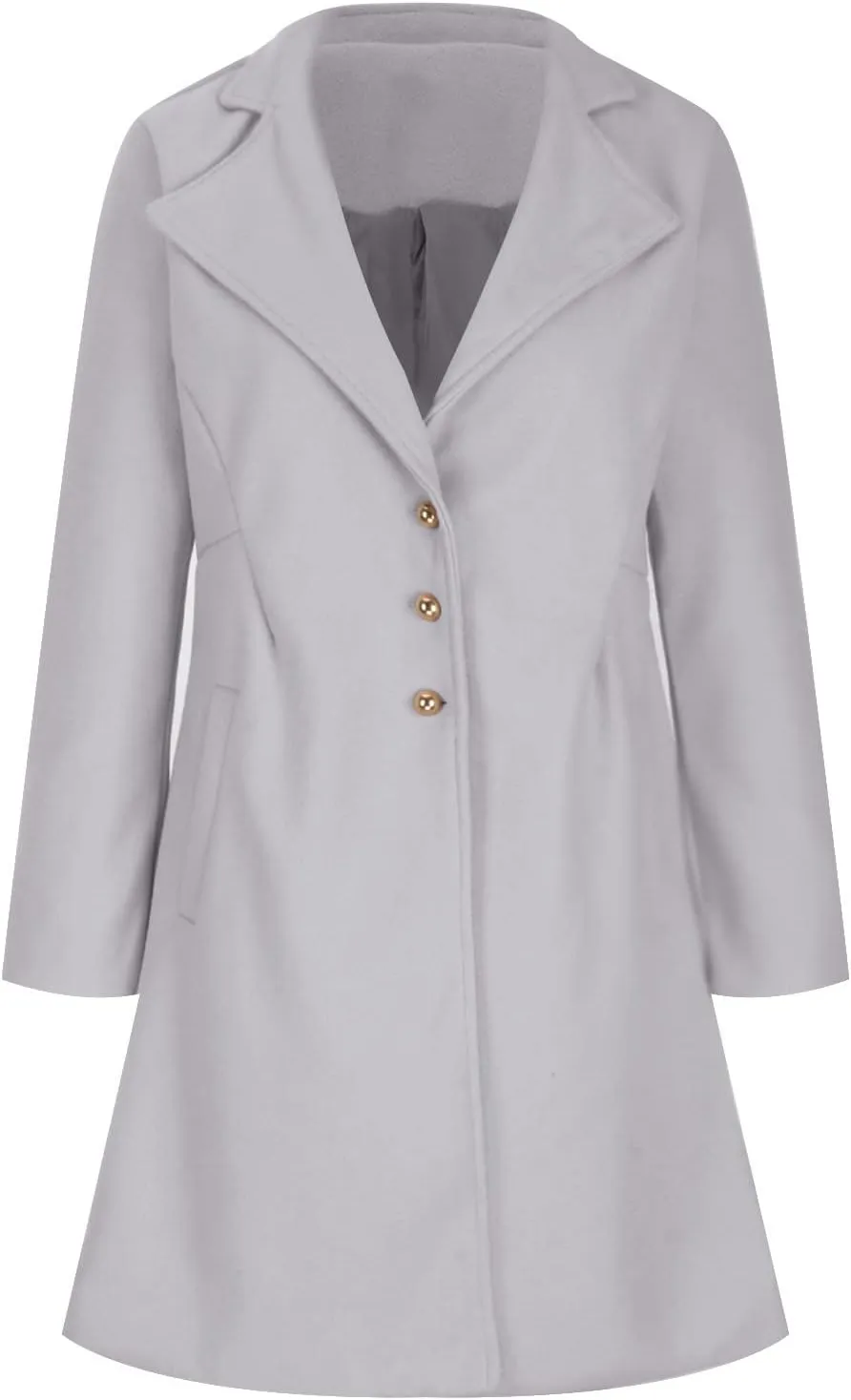 maisdgop Long Trench Coat for Women Winter Wool Open Front Windbreaker Trendy Long Sleeve Warm Lapel Overcoat with Pockets
