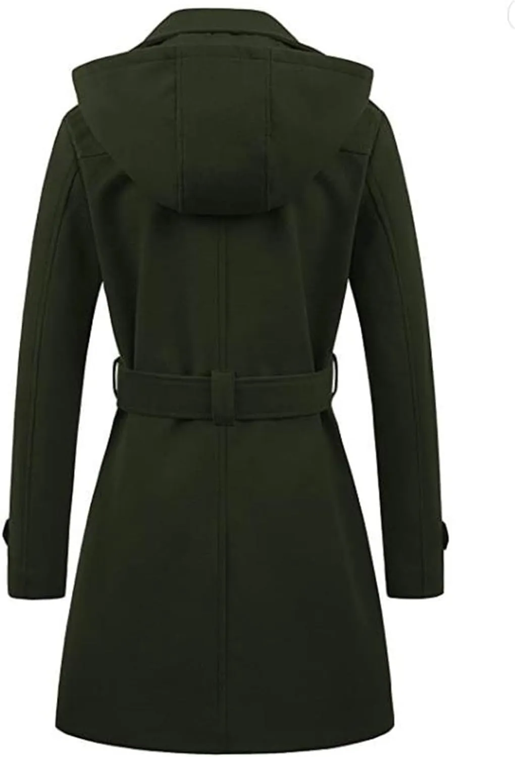 maisdgop Trench Coat for Women Winter Double Breasted Waterproof Lapel Pea Coat Classic Long Sleeve Open Front Windbreaker