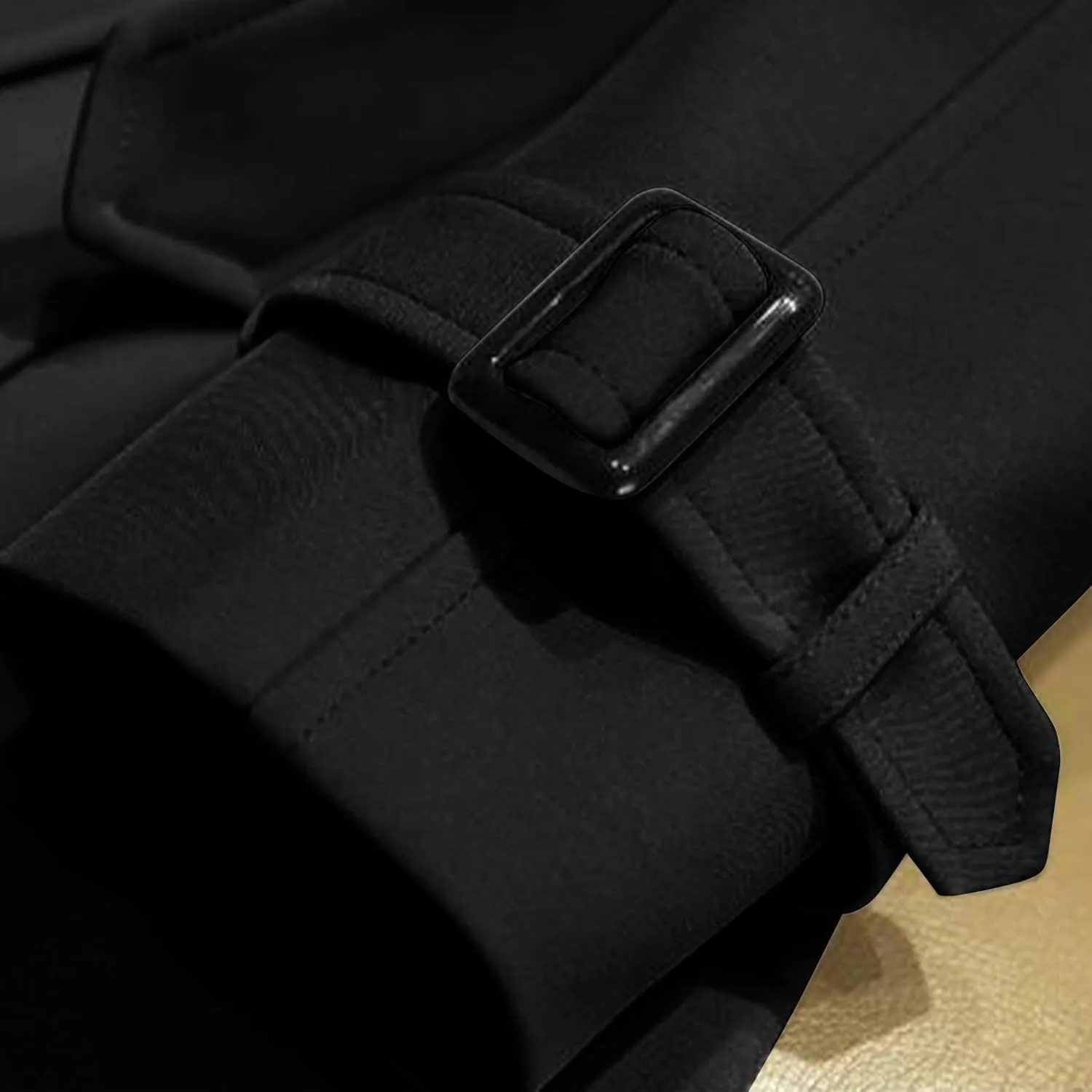maisdgop Trench Coat for Women Winter Double Breasted Waterproof Lapel Pea Coat Classic Long Sleeve Open Front Windbreaker