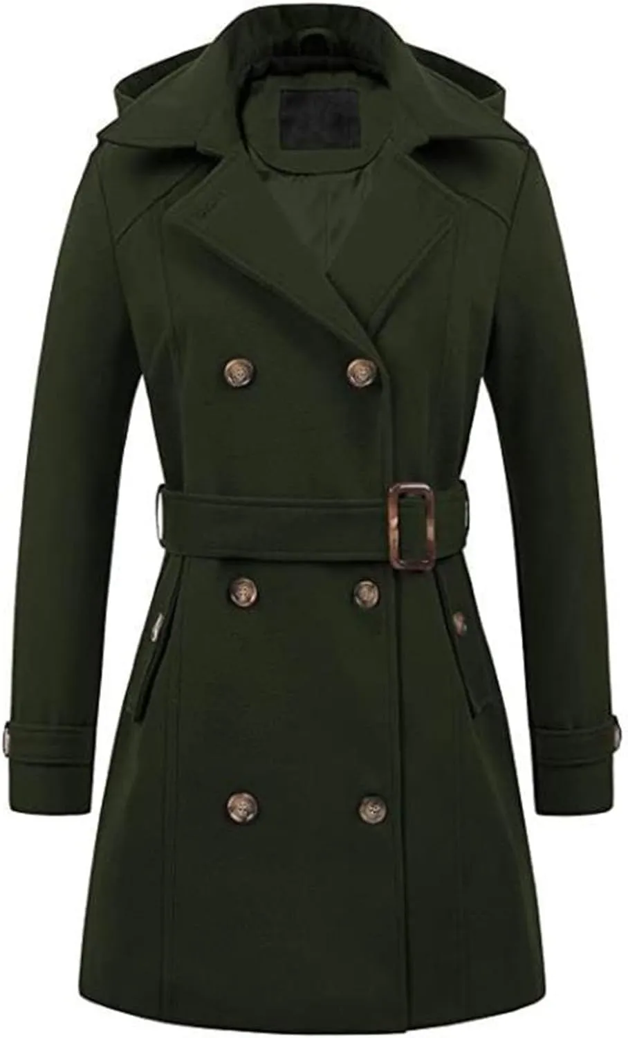 maisdgop Trench Coat for Women Winter Double Breasted Waterproof Lapel Pea Coat Classic Long Sleeve Open Front Windbreaker
